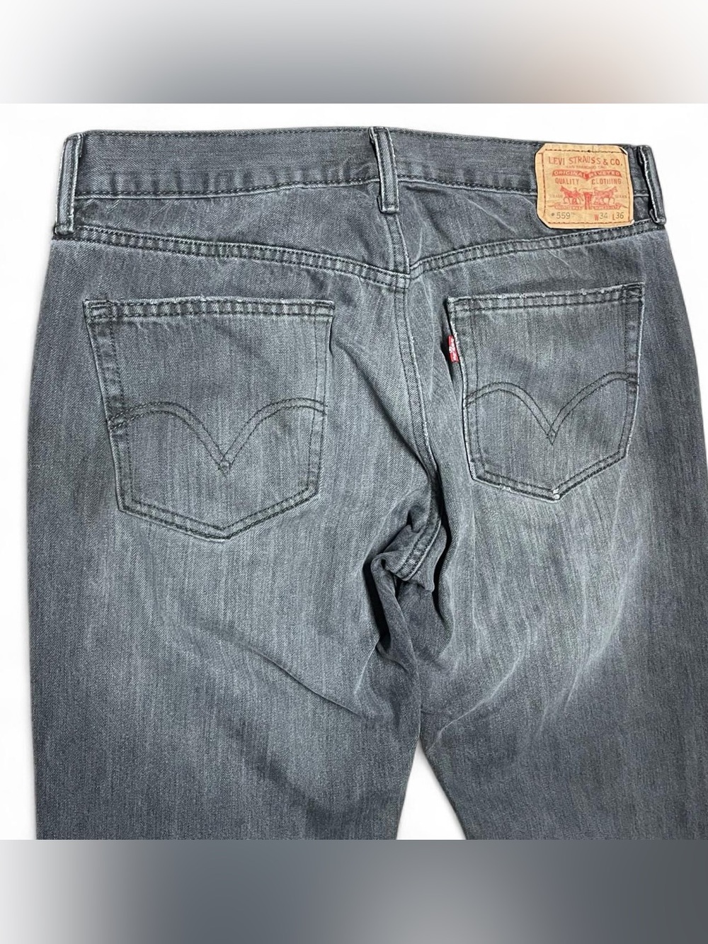 Levis 559 Relaxed Straight Jeans Mens 34x31 Faded Black Denim Pants Vintage Y2K - Picture 6 of 8
